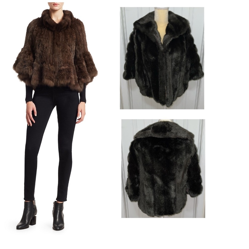 Regina Glenara Glenoit Faux Fur jacket Cape brown vintage 1950s 1960s